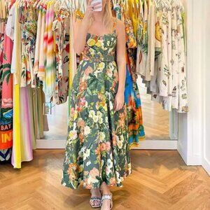 NEW Cara Cara Calypso Midi Dress Sz0 Olive Kingston Floral